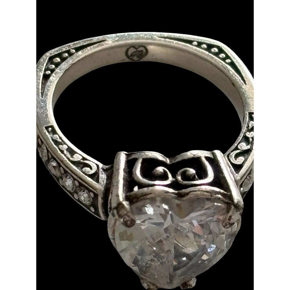 Brighton Ring Token Of Love Heart Size 5.5 Rare Find! Clear Crystal Heart NWOT - Picture 2 of 8